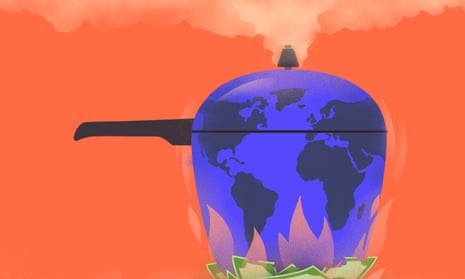 Illustration – of world as a pot, simmering dangerously – by Sébastien Thibault