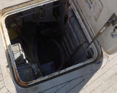 A hatchway leading down from the deck of the Bayesian