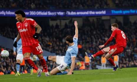 Nottingham Forest’s Elliot Anderson scores their second goal with a right footed shot.