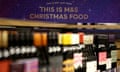 M&amp;S christmas food sign and racks of red wine