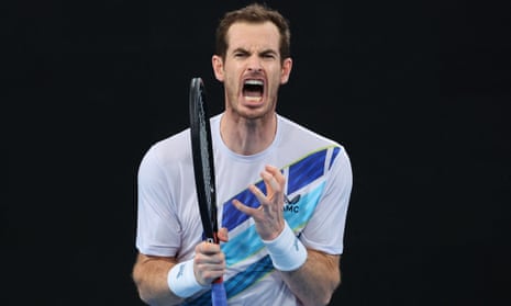 Andy Murray reacts after a point against Reilly Opelka during their semi-final.
