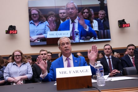 Farage testifying at the inquiry.
