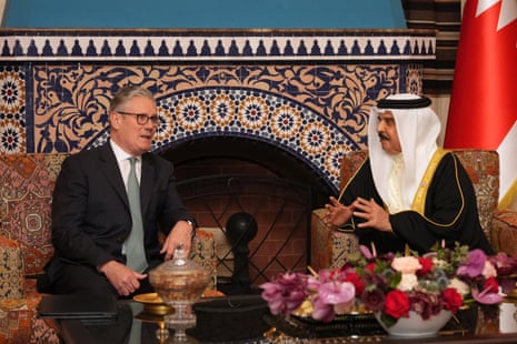 Keir Starmer meets Bahrain's King Hamad bin Isa Al Khalifa at the Al Sakhir Palace in Bahrain.