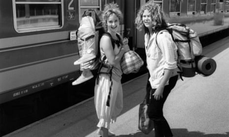 Young Interrailers with rucksacks.