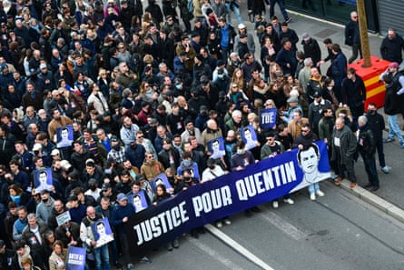 A march in tribute to Quentin Deranque in Lyon on February 21.