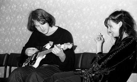 Kevin Shields and Bilinda Butcher of My Bloody Valentine backstage in London, 1990.