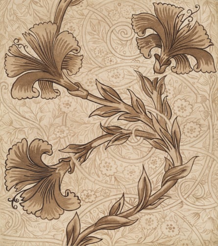 A detail from Carnation, Faulkner’s first wallpaper pattern for Morris & Co to be registered under her name.