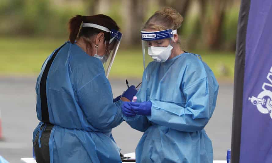 A Covid-19 testing centre in Byron Bay