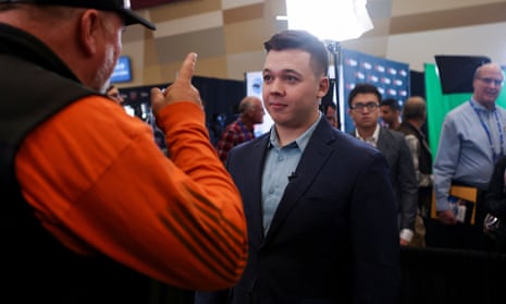 Kyle Rittenhouse is interviewed during a rightwing event known as America Fest, organized by Turning Point USA, in Phoenix, Arizona, 18 December 2022. 
