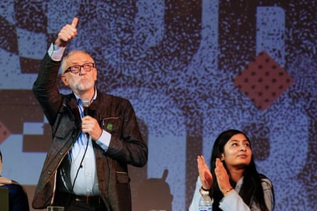 Jeremy Corbyn and Zarah Sultana take part in a discussion on Your Party, their new political movement, in October.