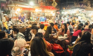 Street food on Yaowarat Road in Chinatown, where stalls have been serving the same dishes for generations.