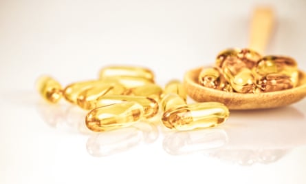 close-up of fish oil capsules