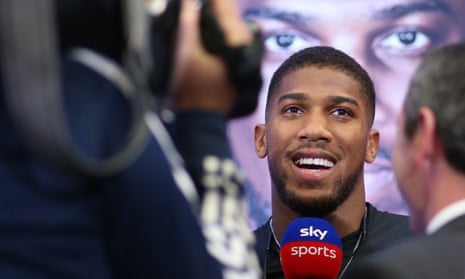 Anthony Joshua at a London press conference for his rematch with Andy Ruiz Jr