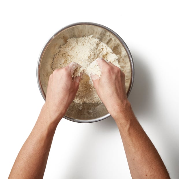 Rub in the fat. until no big lumps remain.