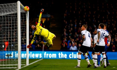Hugo Lloris makes a save during Tottenham’s victory at Crystal Palace in January.