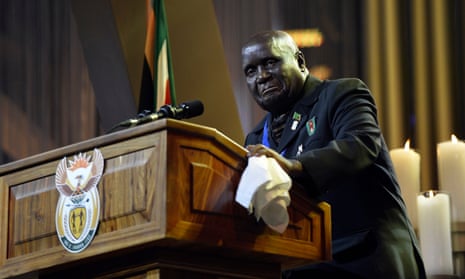 Kenneth Kaunda speaking during the funeral ceremony for the former South African president Nelson Mandela in Qunu, South Africa, 2013.