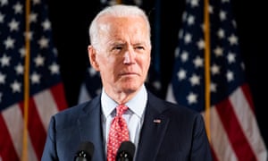 Joe Biden discusses the coronavirus in Wilmington, Delaware, this month.