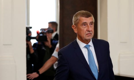 The former Czech PM Andrej Babiš arrives for his trial in Prague on Monday