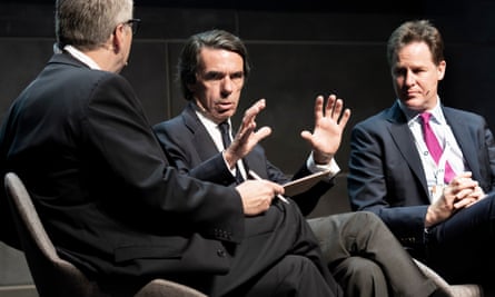 José María Aznar (centre) and Nick Clegg (right) also spoke at the conference