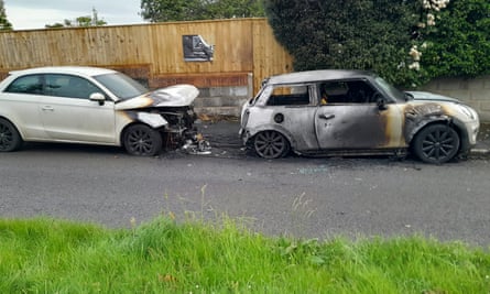 Two burnt-out cars in Dorset