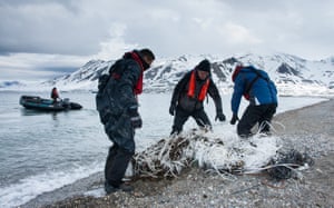 Tangled piece of strapping band on Spitsbergen in the Svalbard archipelago