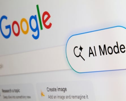 A screen showing Google’s AI mode