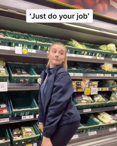 Uplifting … supermarket high-kicker Hannah Lowther.