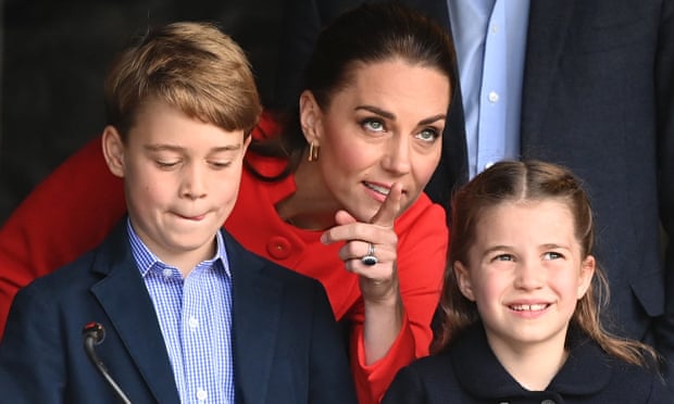The Duchess of Cambridge, Prince George and Princess Charlotte during their visit to Cardiff Castle