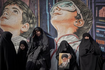 Women in Tehran mourn the killing of late Supreme Leader Ali Khamenei.