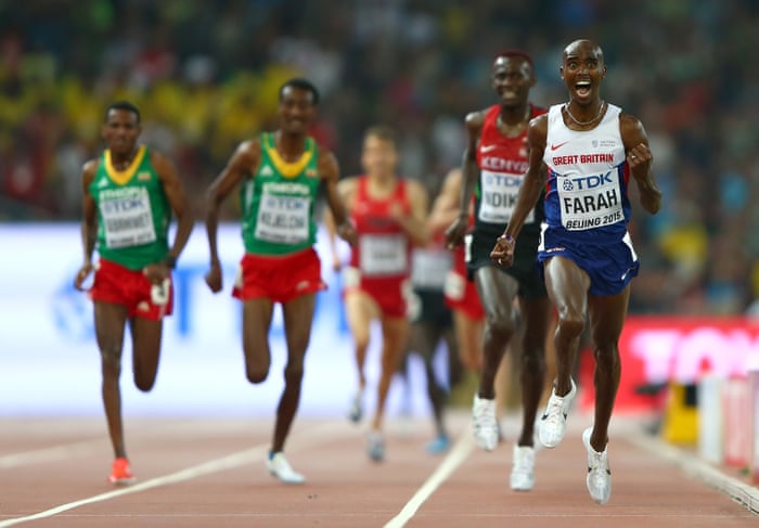 However Commonwealth champion Caleb Ndiku went to the front before the bell and stretched his lead away down the back straight.But as the field splintered Farah first hung on and then, coming off the final bend, surged past Ndiku to go away to his seventh global track title in a row