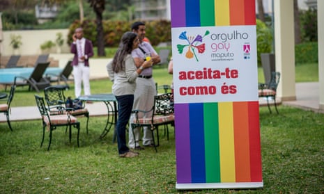 ‘Accept yourself as you are’ is the slogan on a rainbow sign as part of a gay pride campaign in Maputo, Mozambique.