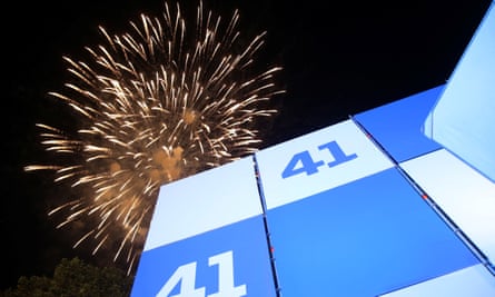 Fireworks above a building