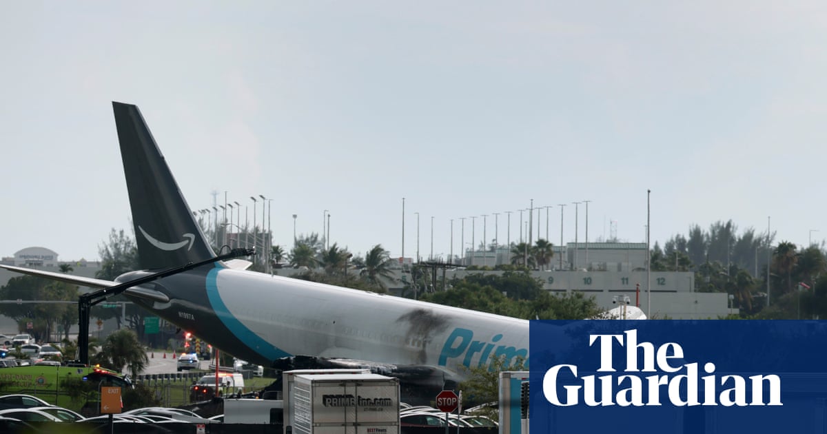 Amazon cargo plane crashes at Miami airport and hits several vehicles