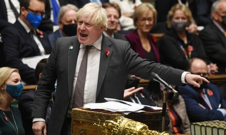 The prime minister, Boris Johnson, in parliament on Wednesday.