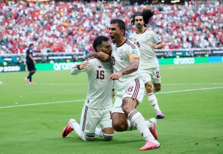Alex Baena is embraced by Rodri aft scoring for Spain