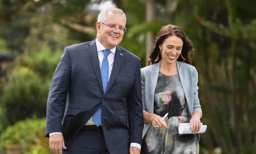Scott Morrison and Jacinda Ardern in Sydney in February