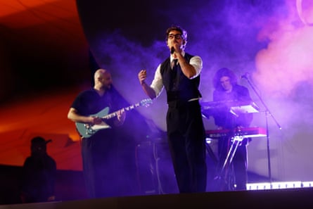 Saint Levant performing at the Fashion Trust Arabia awards in Doha, Qatar, November 2025.