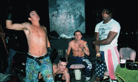 Peligro, right, with the Red Hot Chili Peppers in Minneapolis, Minnesota in 1988.