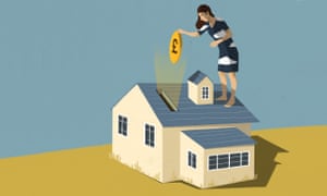 Woman on top of house