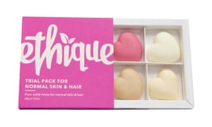 An Ethique trial pack for skin and hair.
