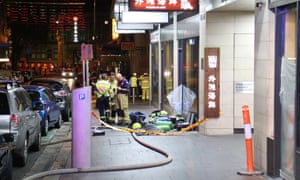 Firefighters at the scene of the explosion in Chinatown, Sydney.