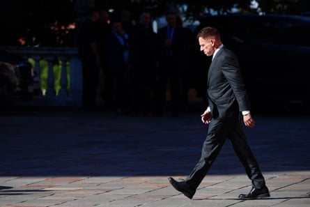 a man walks outside