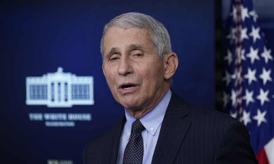 Anthony Fauci, who experienced technical difficulties during the virtual briefing, said coronavirus cases remained ‘extraordinarily high’.
