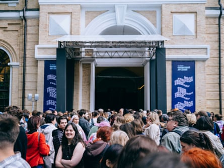 Visitors outside the Book Arsenal