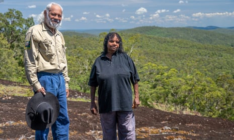 Traditional owners Tom Gertz and Patricia Mitchell at the site of the proposed Chalumbin windfarm in far-north Queensland.