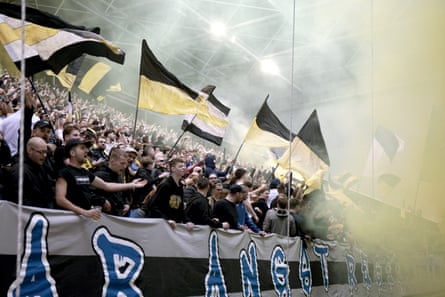Vitesse supporters before their match with NEC Nijmegen in April 2024