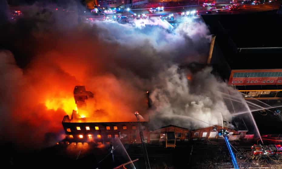 The fire at the chemical plant in Passaic, New Jersey.