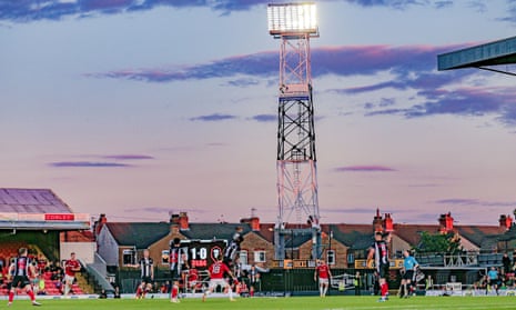 Grimsby Town take on Salford City at Blundell Park in August 2023