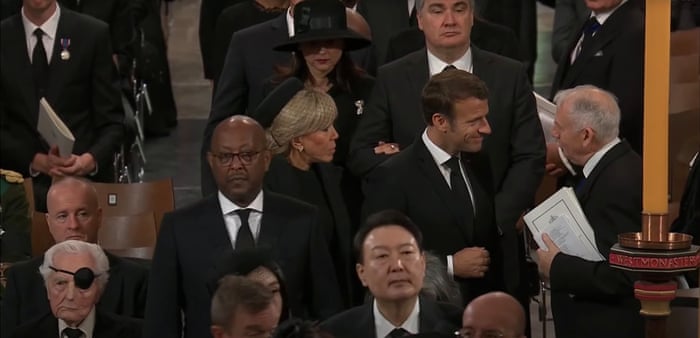 Emmanuel Macron, French president, arrives in Westminster Abbey.