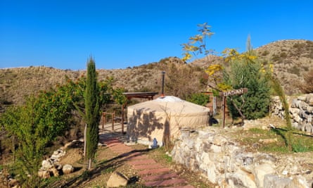 A yurt in the eco retreat, the last inhabited property before entering the forested Troodos mountains.